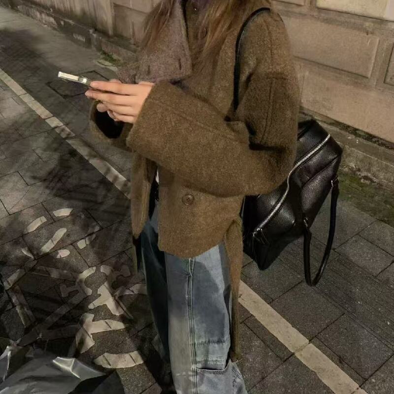 米古古 IU # 5333#新 复古立领气质韩系百搭外套（衣长55）