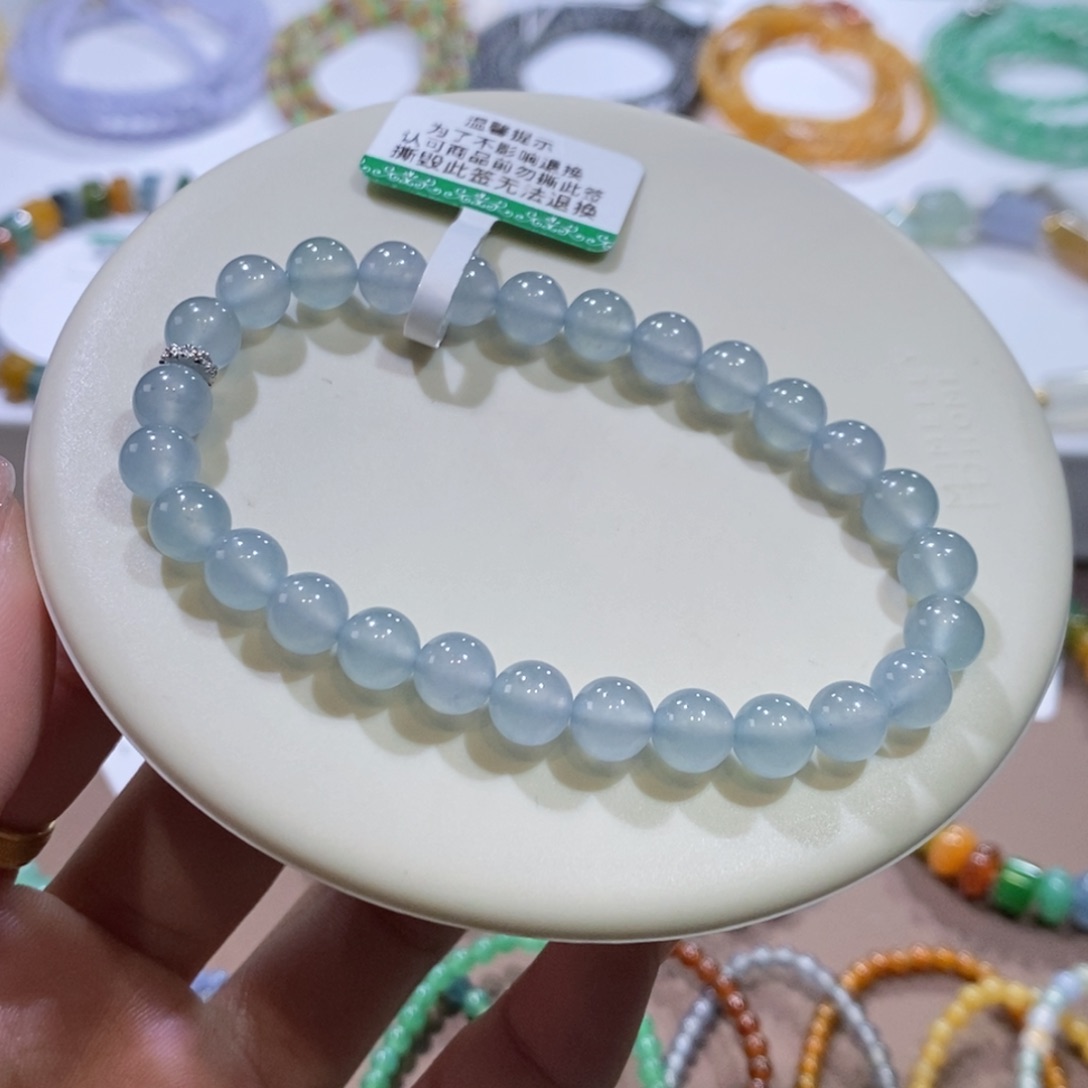 翡翠手链未镶嵌冰胶蓝