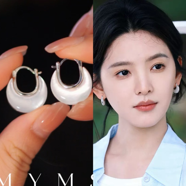 【月白银环】小号小众修饰脸型耳饰M-046