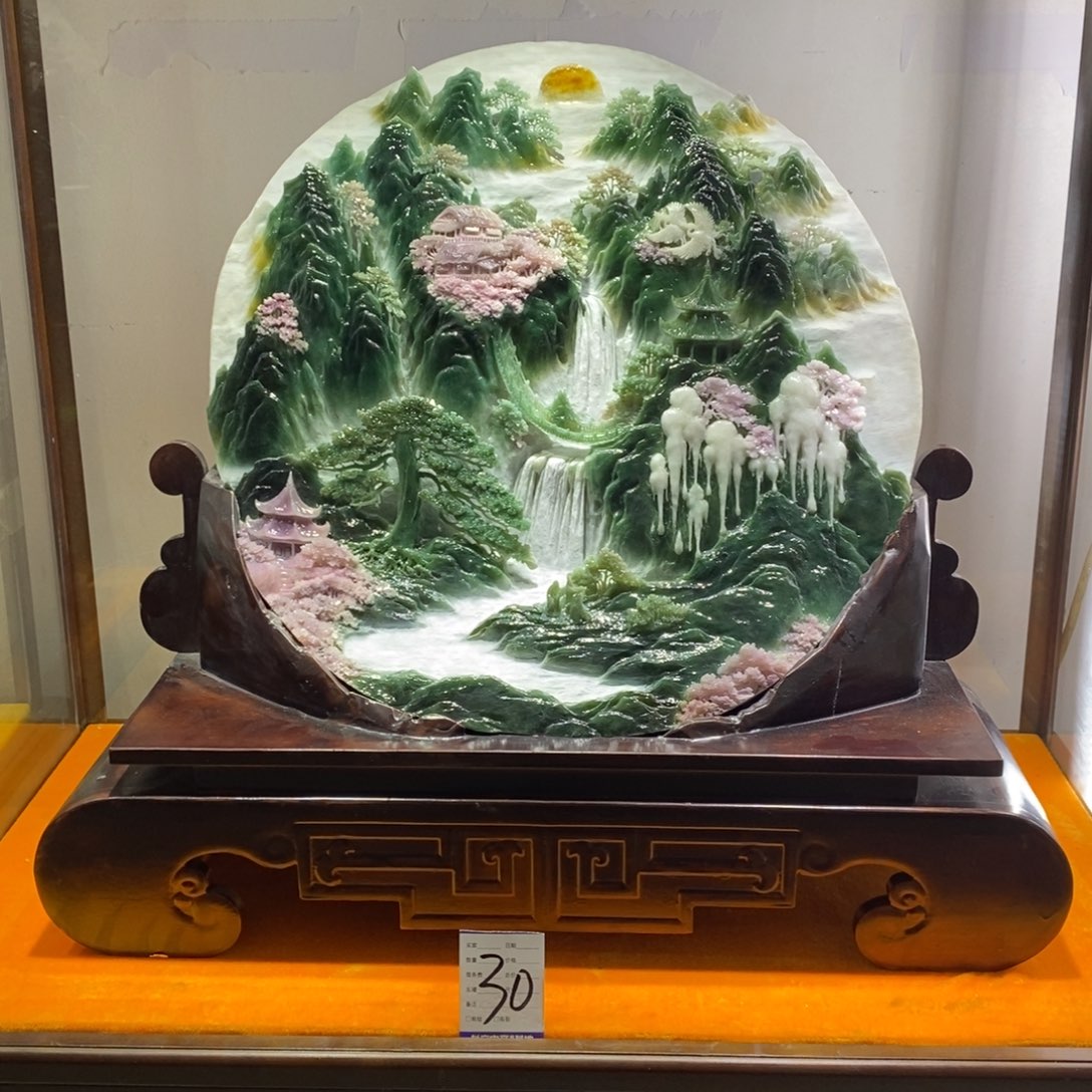 问***山玉意境山水手工雕刻