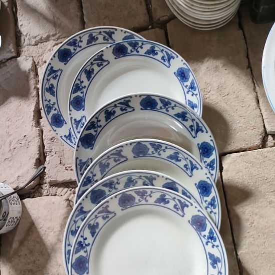 陶瓷青花平盘六支口径20平盘