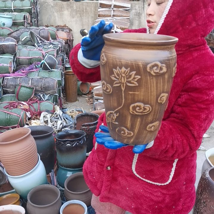 红陶口20高30一个盆