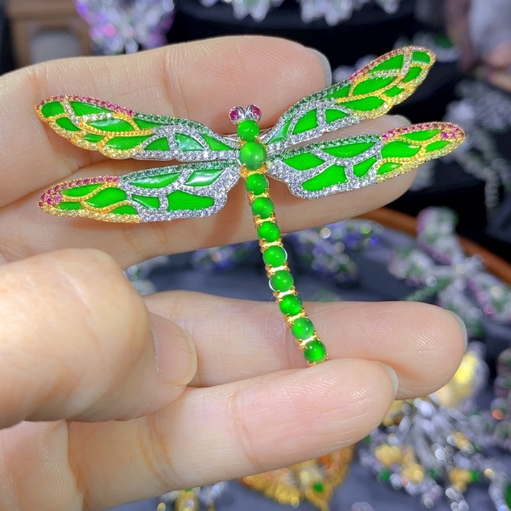 翡翠戒指银S925镶嵌天然翡翠