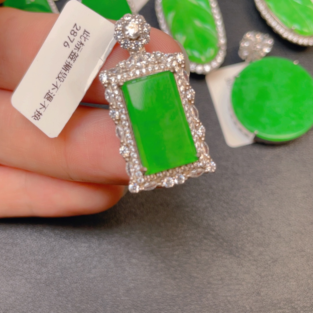 翡翠银S925镶嵌吊坠(不含链)