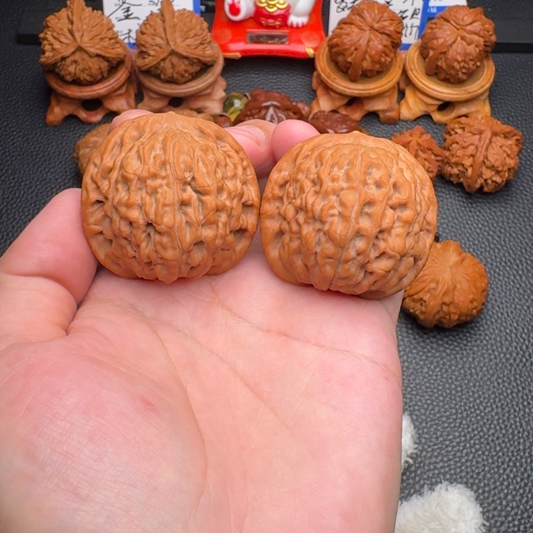 桃核把件莲花虎头全品无修毕业款精品配对