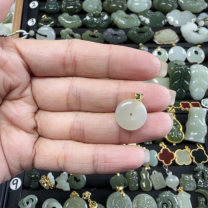 和田玉银S925镶嵌吊坠(不含链)