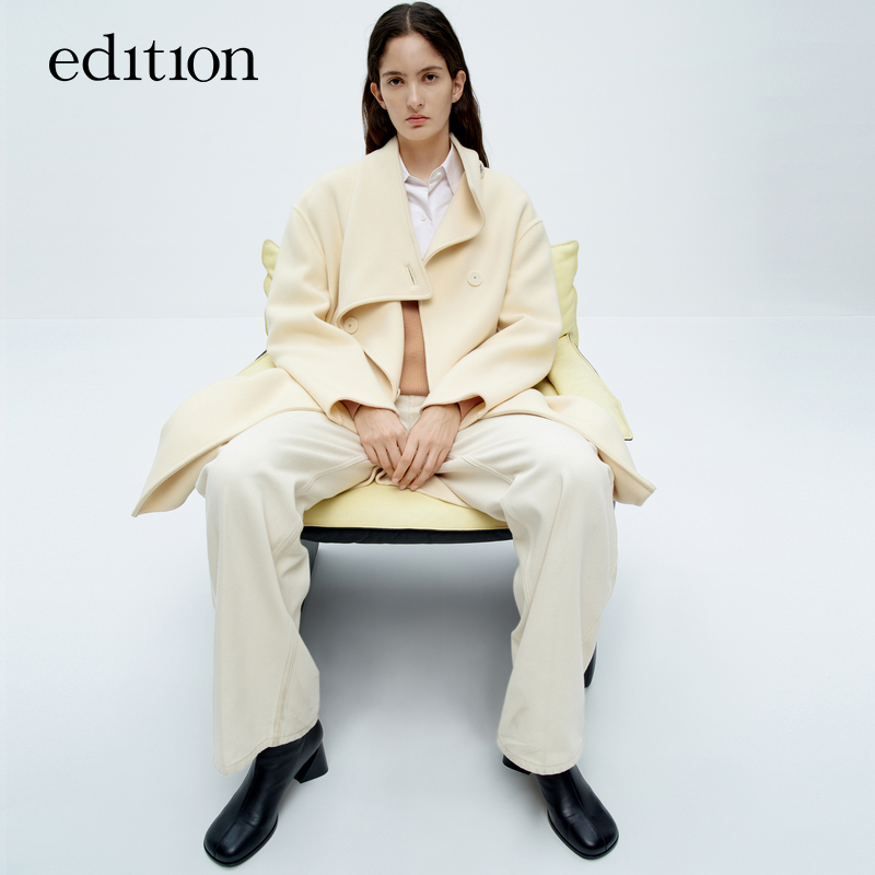 【商场同款】edition冬烟囱领长款双面呢大衣#EBC4OVC026