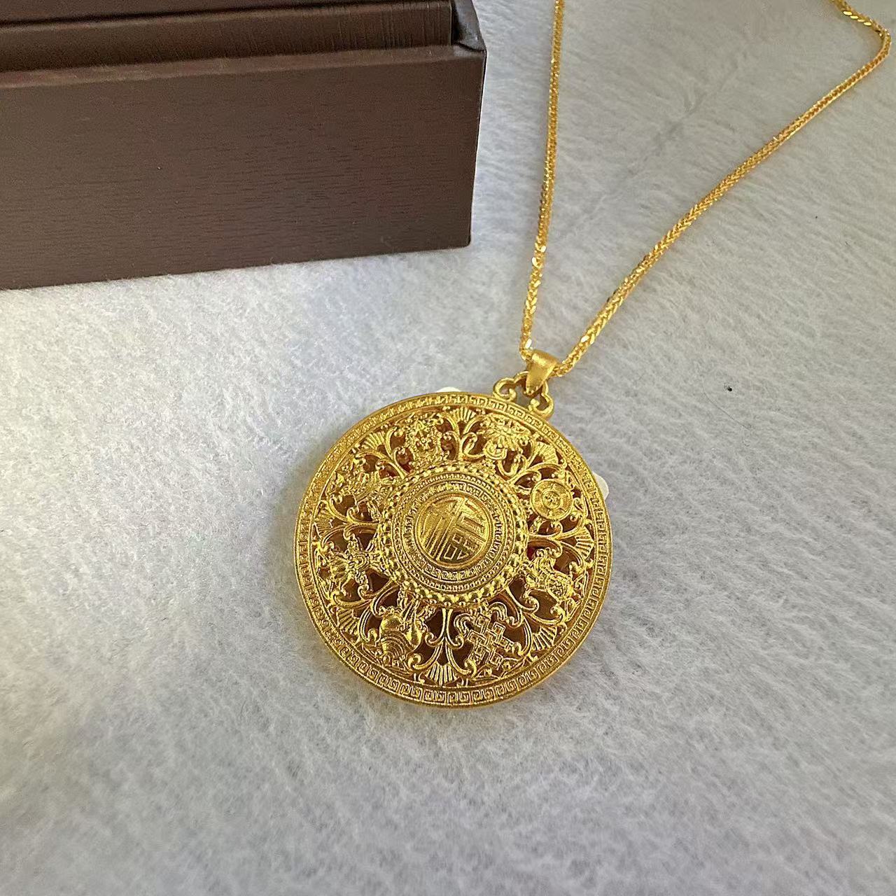 水贝金铺足金999投资金八宝实心镂空吊坠 古法传承工艺（不含项链）