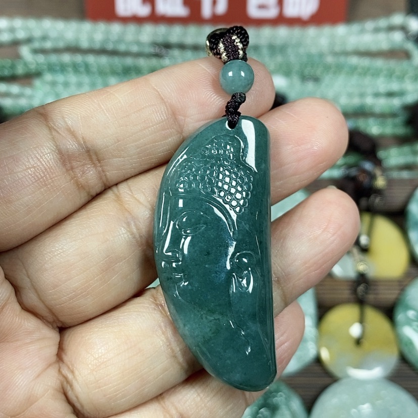 【闪购商品】翡翠颈饰未镶嵌玉吊坠翡翠玉佛头牌