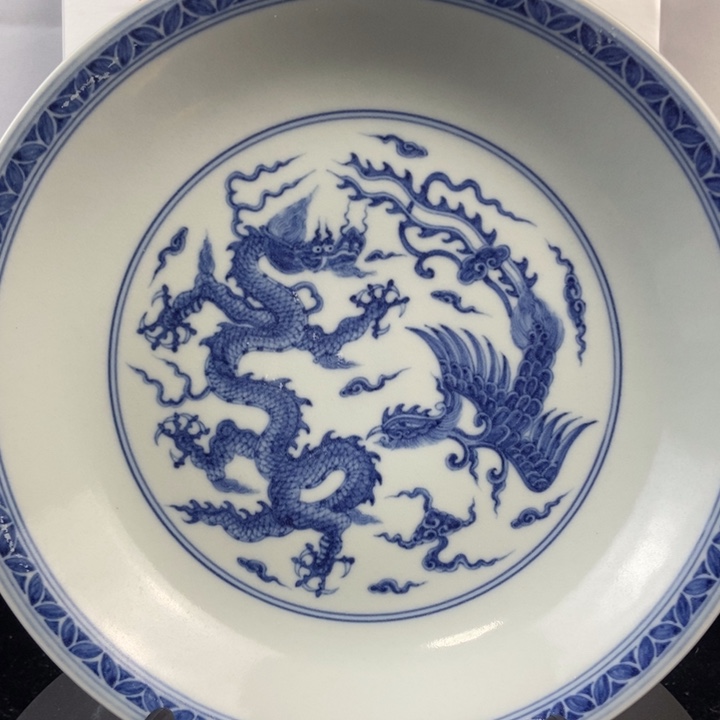 摆件煉*?青花龙凤纹大盘