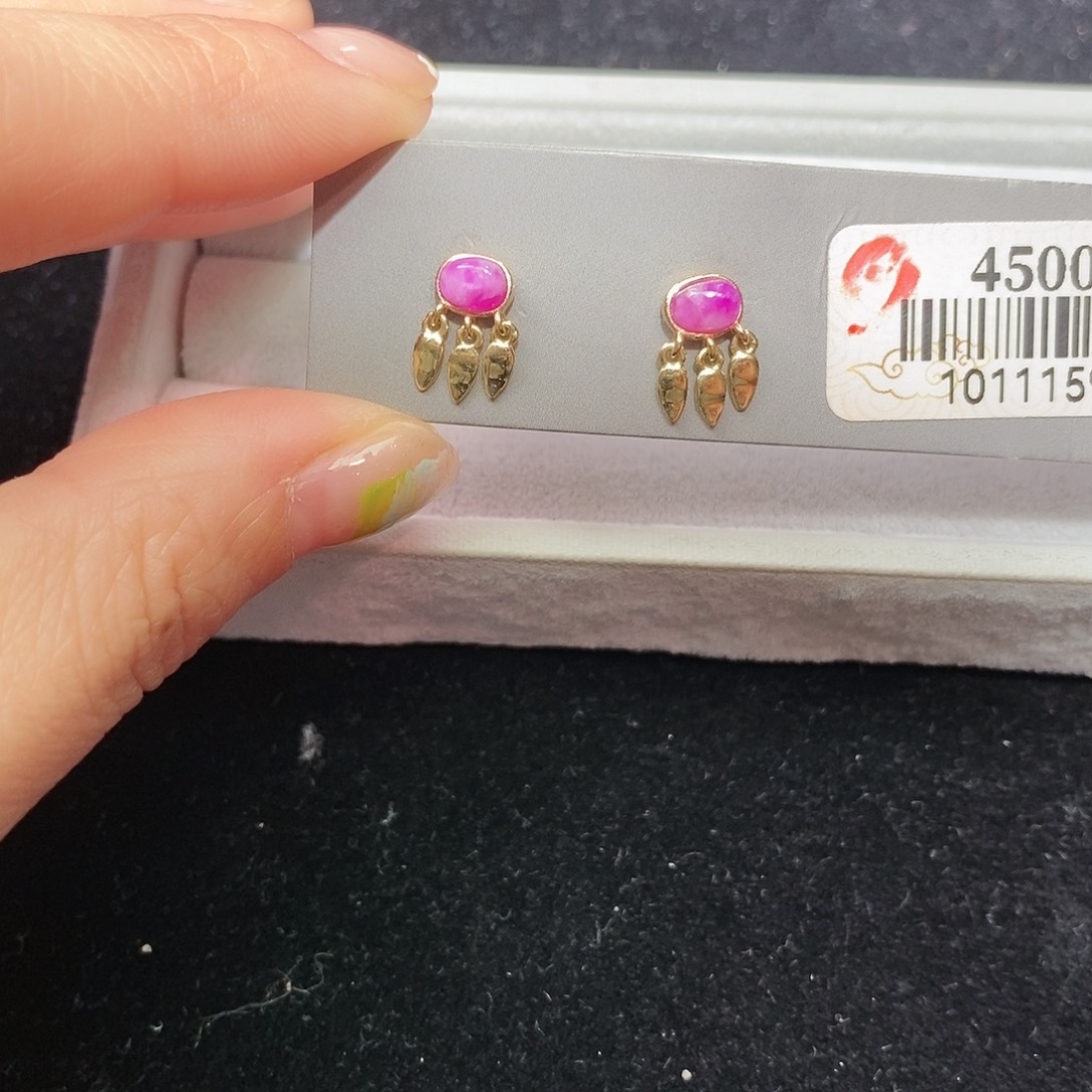 苏纪石（舒俱来）18K金镶嵌耳钉