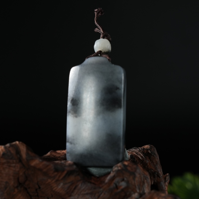 lot41  和田玉墨韵挂件/QG51222-184395 保利山东东