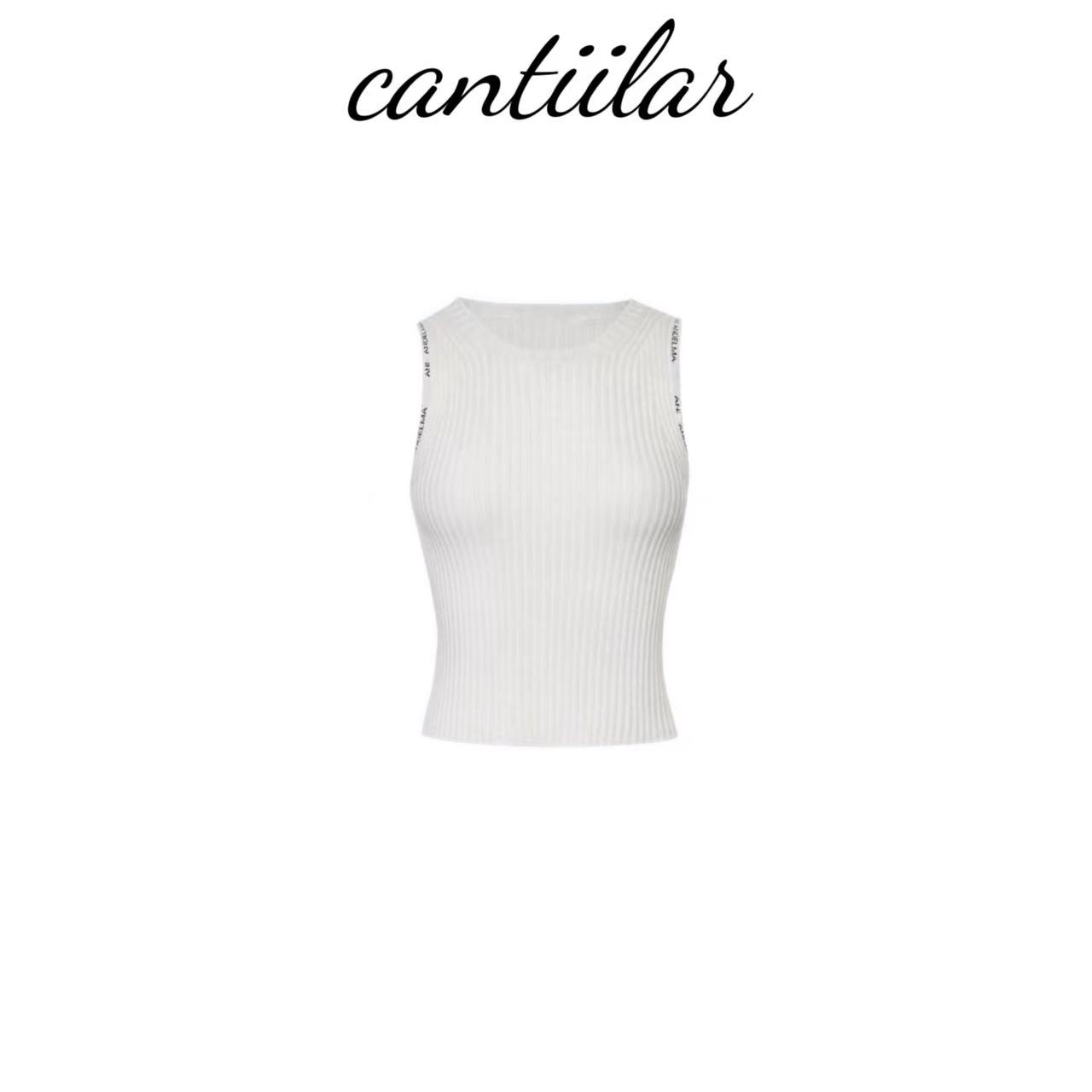 CANTIILAR“私服背心”小众高级感桑蚕丝提花字母无袖针织背心BX622