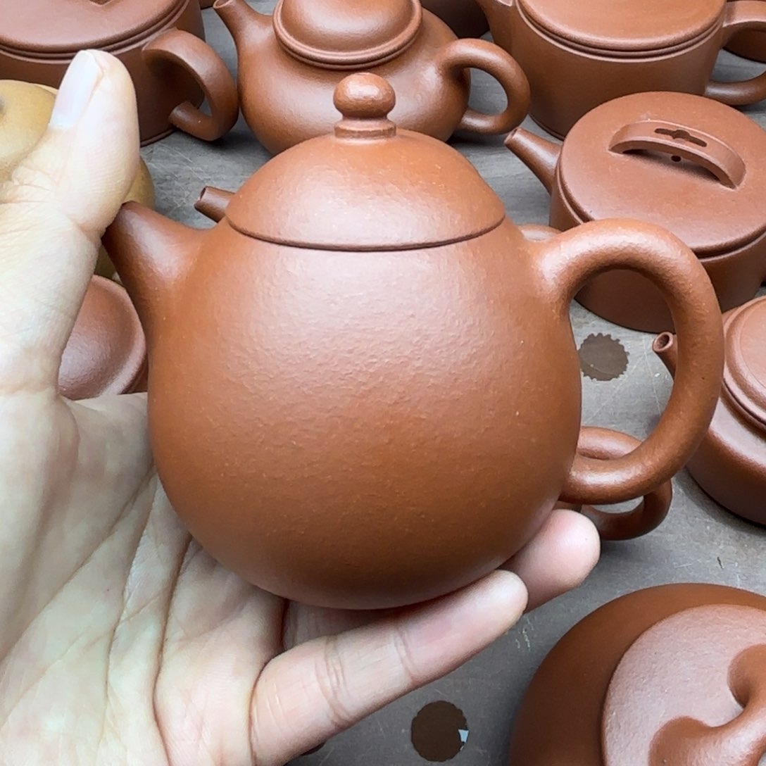紫砂茶壶许*梨红降坡龙蛋160cc微瑕