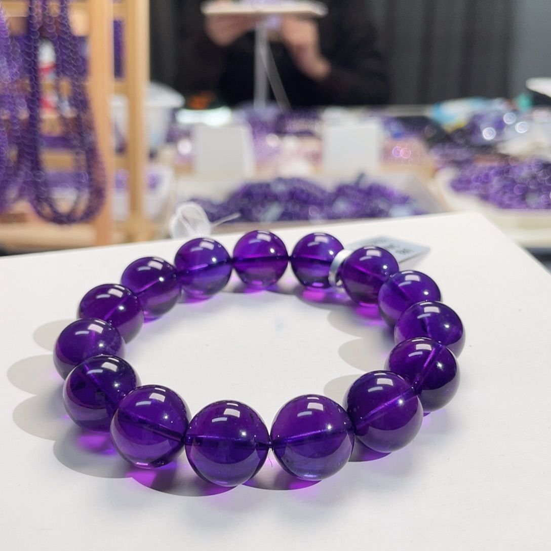 未镶嵌手链水晶14mm乌拉圭紫水晶