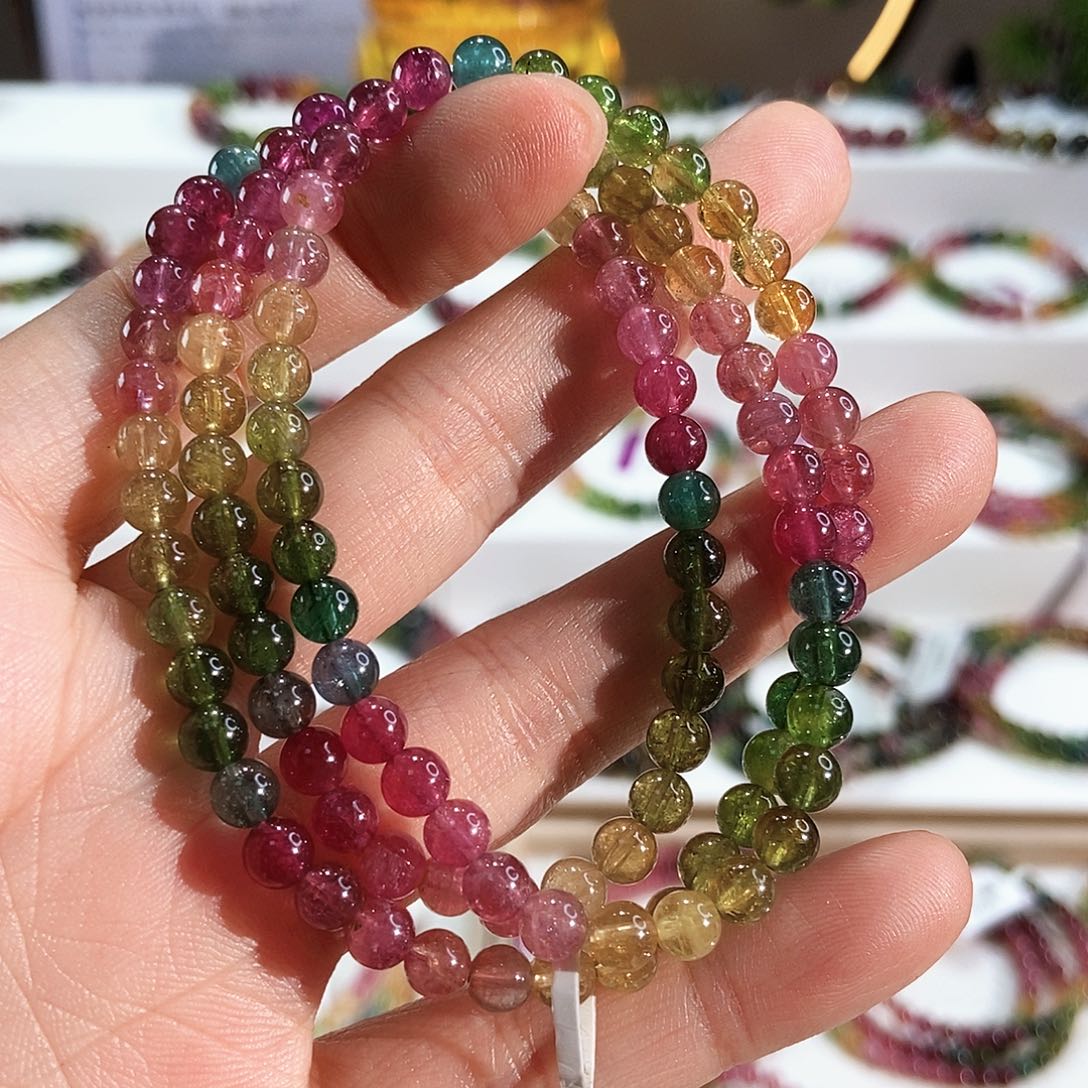 碧玺手链未镶嵌G2135三圈颜色微差