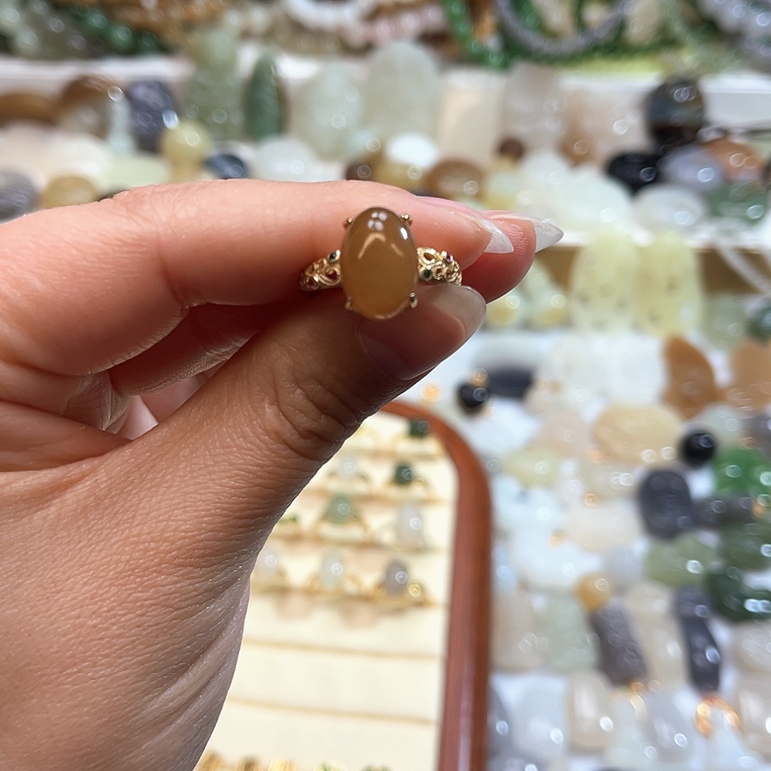 和田玉戒指银S925镶嵌涡****人