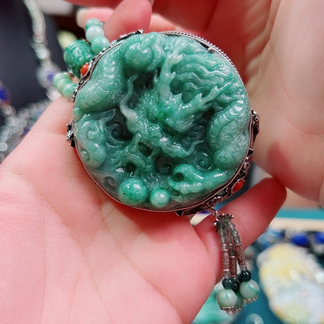 手链翡翠银S925镶嵌国风