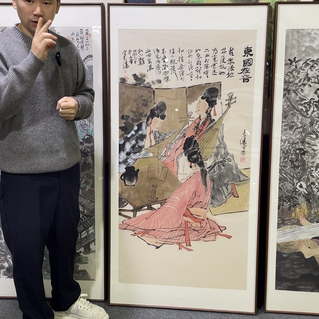 国画手绘画作品带框80/160