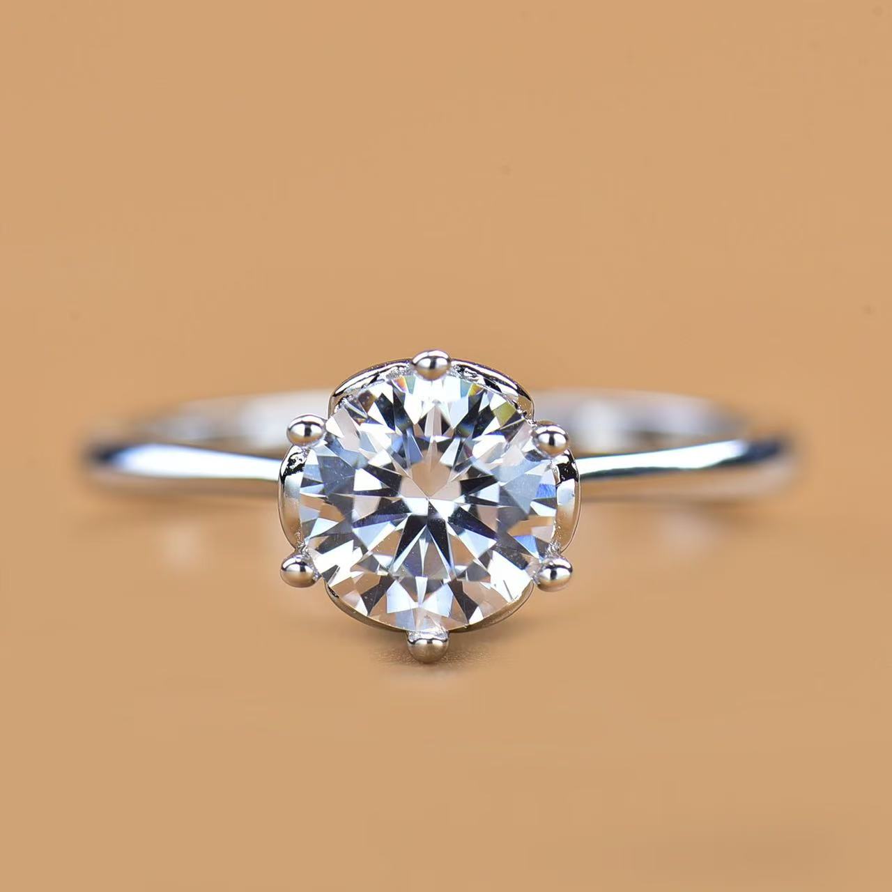 925银莫桑石戒指 【爱心手捧花】经典时尚轻奢0.50-1.0ct
