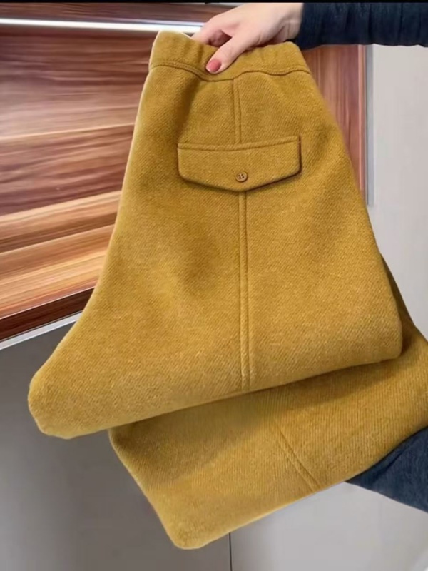 Y501加绒裤子女2025新款秋冬高腰羊毛弯刀裤宽松香蕉休闲裤丹丹