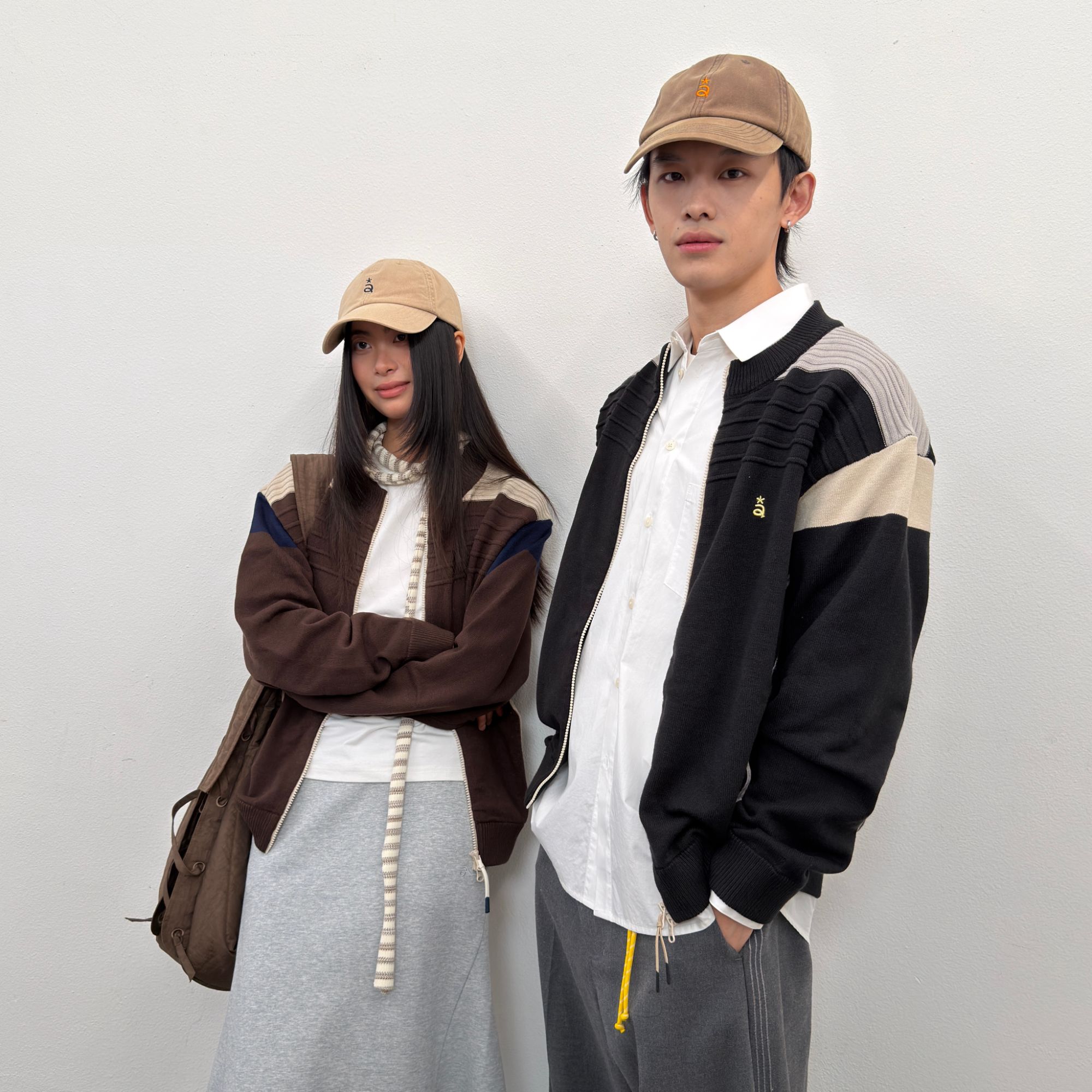 roaringwildaarch咆哮野兽拼接拉链开衫秋冬休闲毛衣