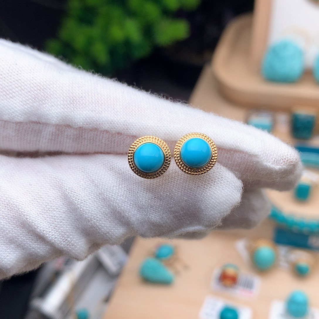 绿松石珠宝奇石18K金镶嵌