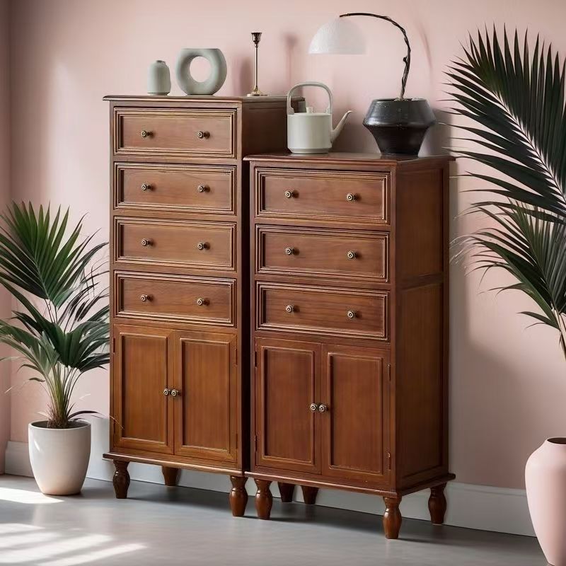 斗柜实木胡桃色客厅抽屉式收纳柜储物柜卧室实木床头柜靠墙小柜子
