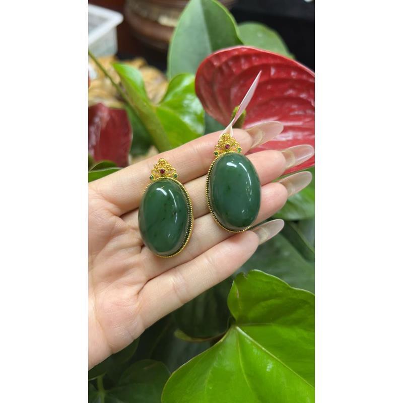 【老李严选】和田玉碧玉卡30蛋面吊坠 拍一发一多样性发其一D221 