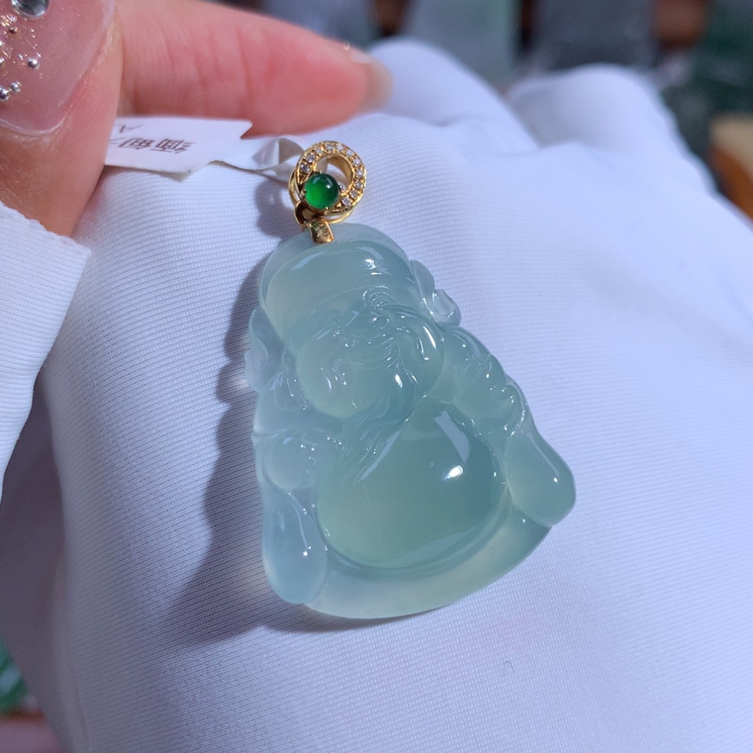 翡翠颈饰18K金镶嵌财财