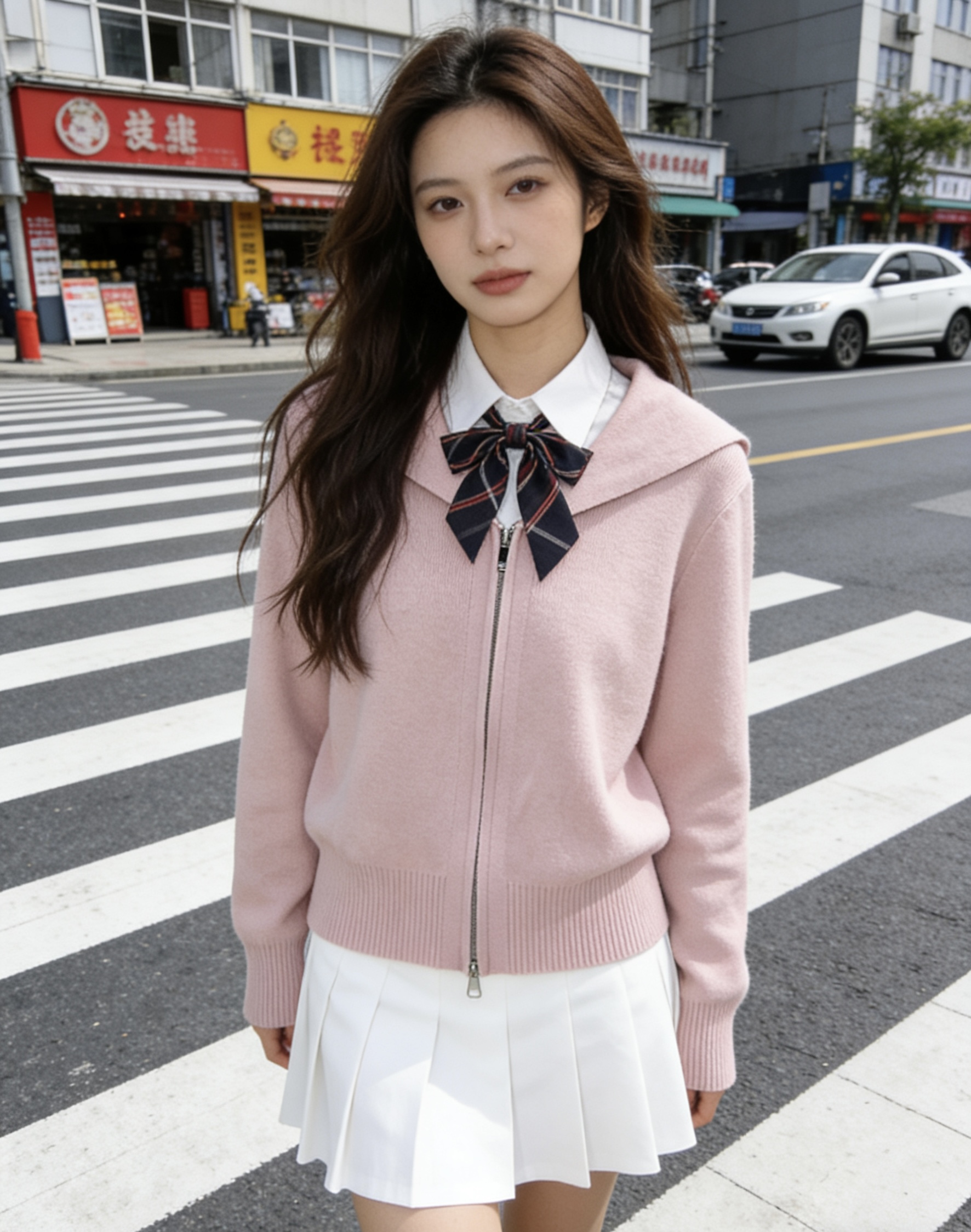 海军领学院风开衫拉链外套美女上衣