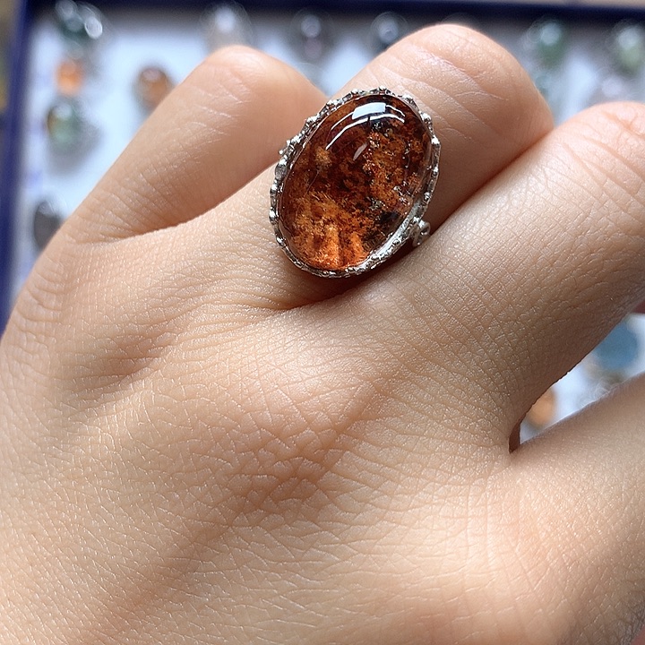 水晶水晶戒指银S925镶嵌v*