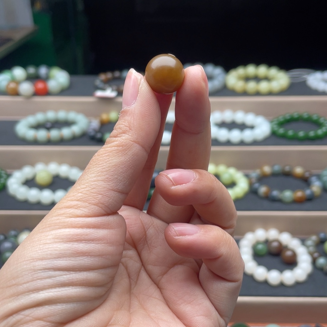 和田玉（糖玉）单珠14未镶嵌