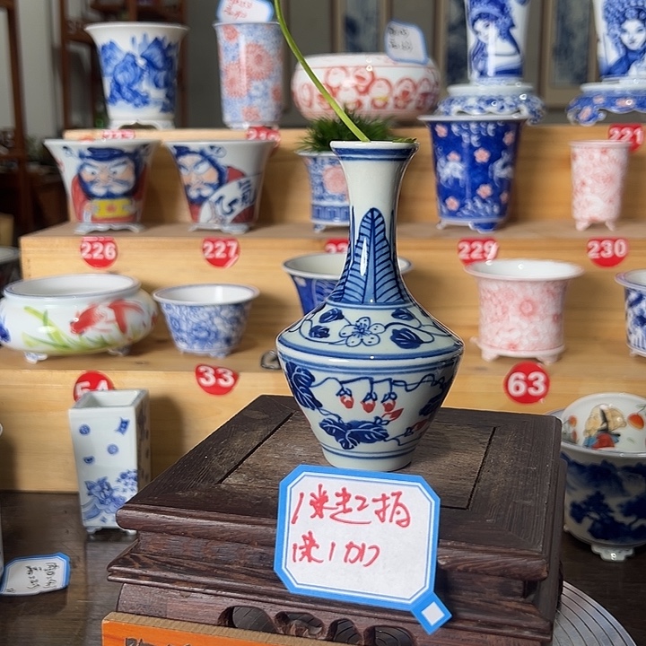 摆件陶墨奈手绘陶瓷花盆内口高
