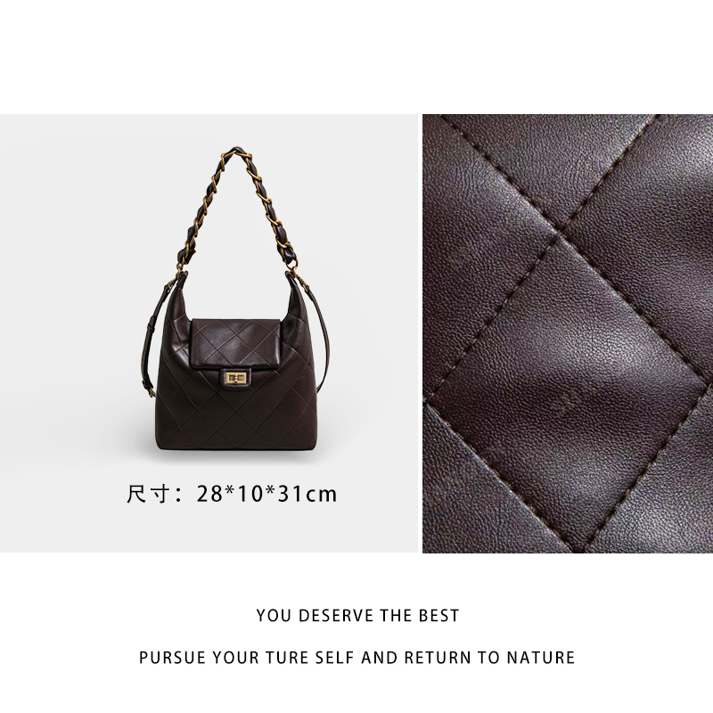 【尚恩CC】SK-63181-咖啡-轻奢百搭手提腋下新款斜跨女包