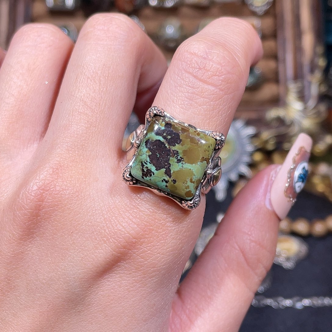 绿松石银S925镶嵌戒指