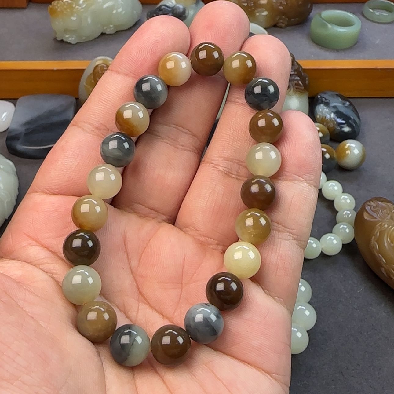 【闪购商品】和田玉（糖玉）手链未镶嵌爱****葱