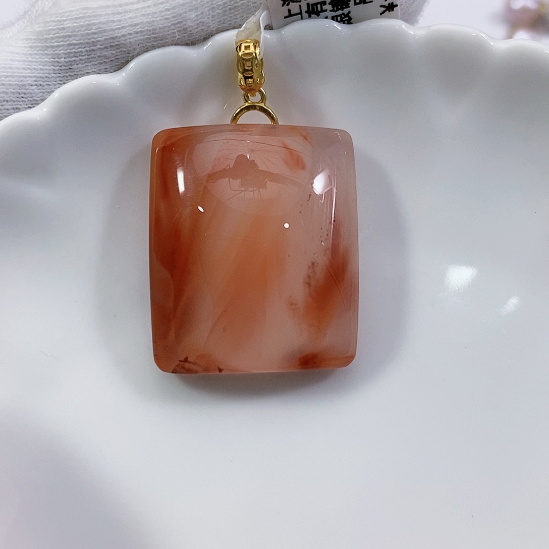 南红玛瑙吊坠银S925镶嵌