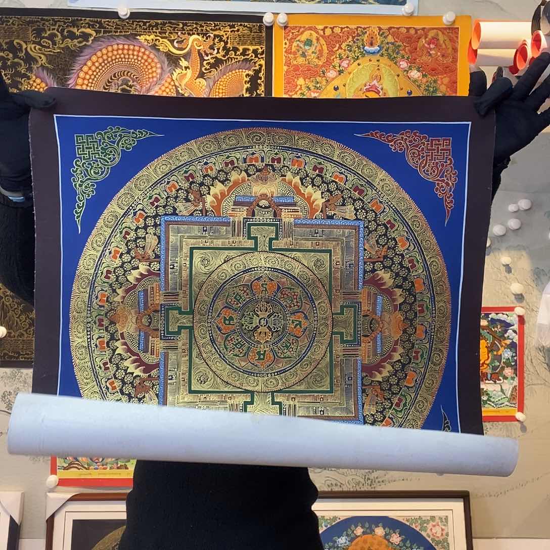 卷轴画纯手绘坛城唐卡50厘米左右