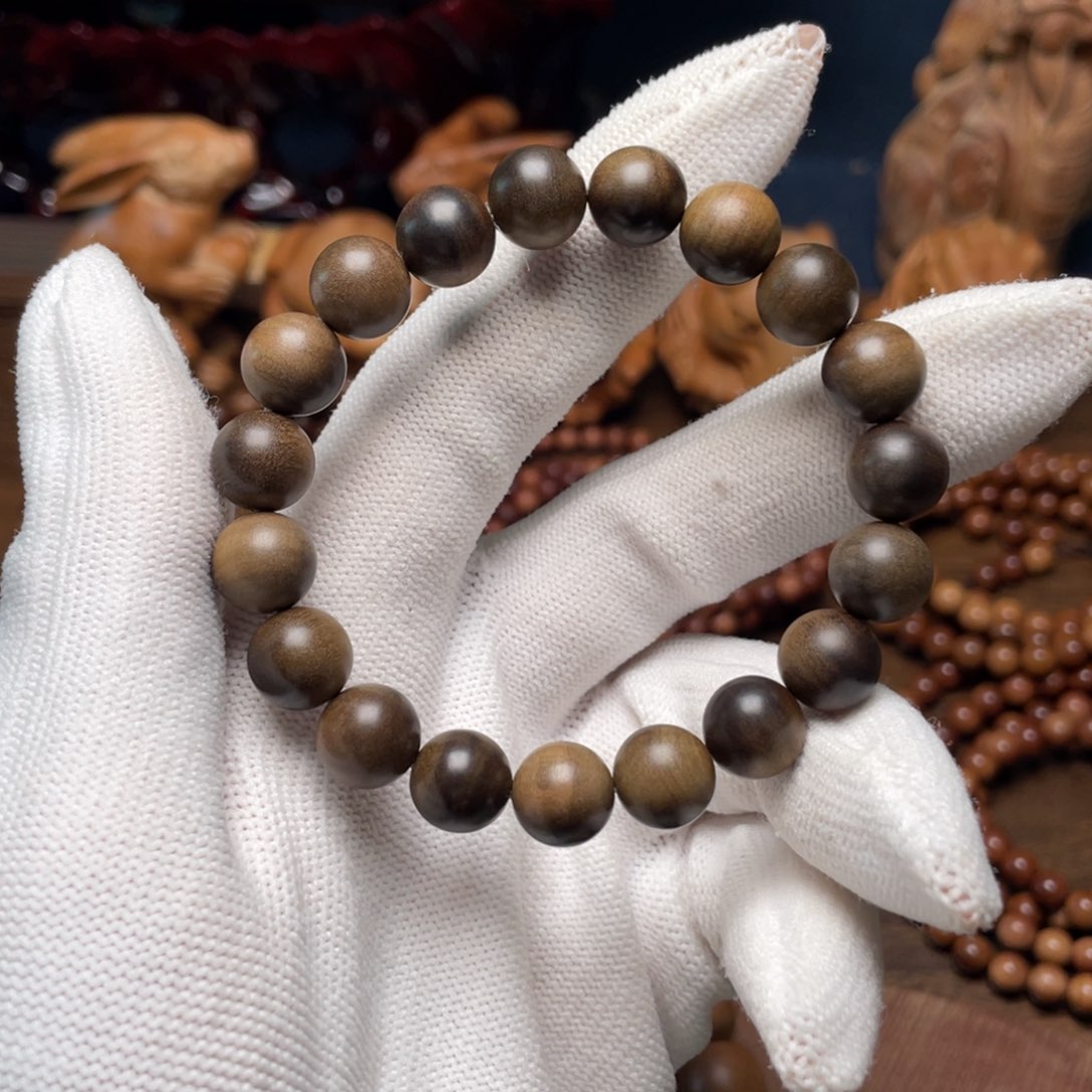 檀香木手串/手链王*岁老山檀阴沉10单圈