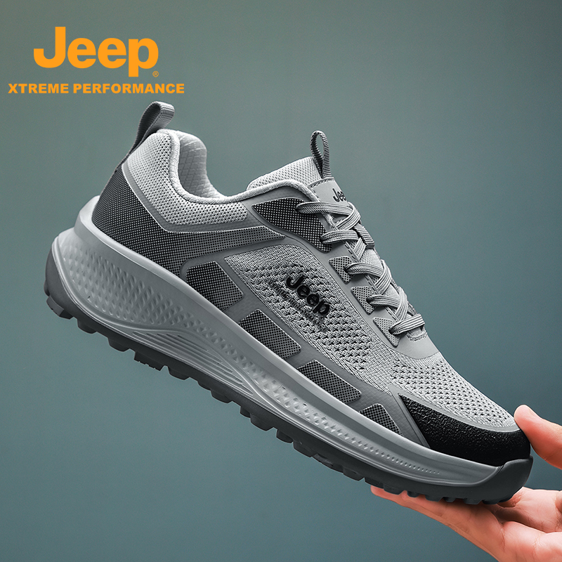 JEEP/吉普秋季飞织户外徒步鞋防滑轻便登山鞋减震缓冲护足运动鞋 