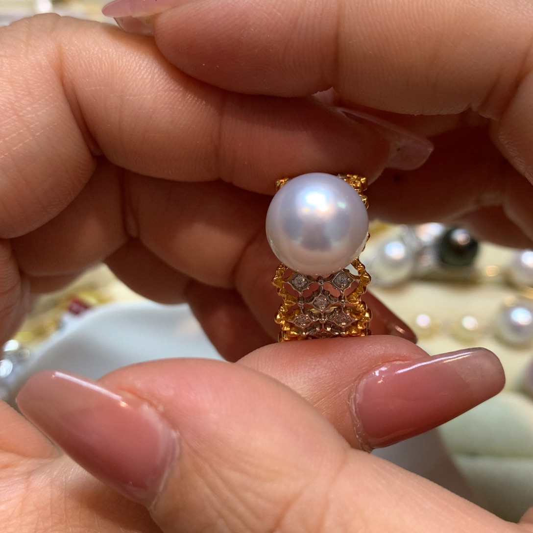 海水珍珠戒指银S925镶嵌