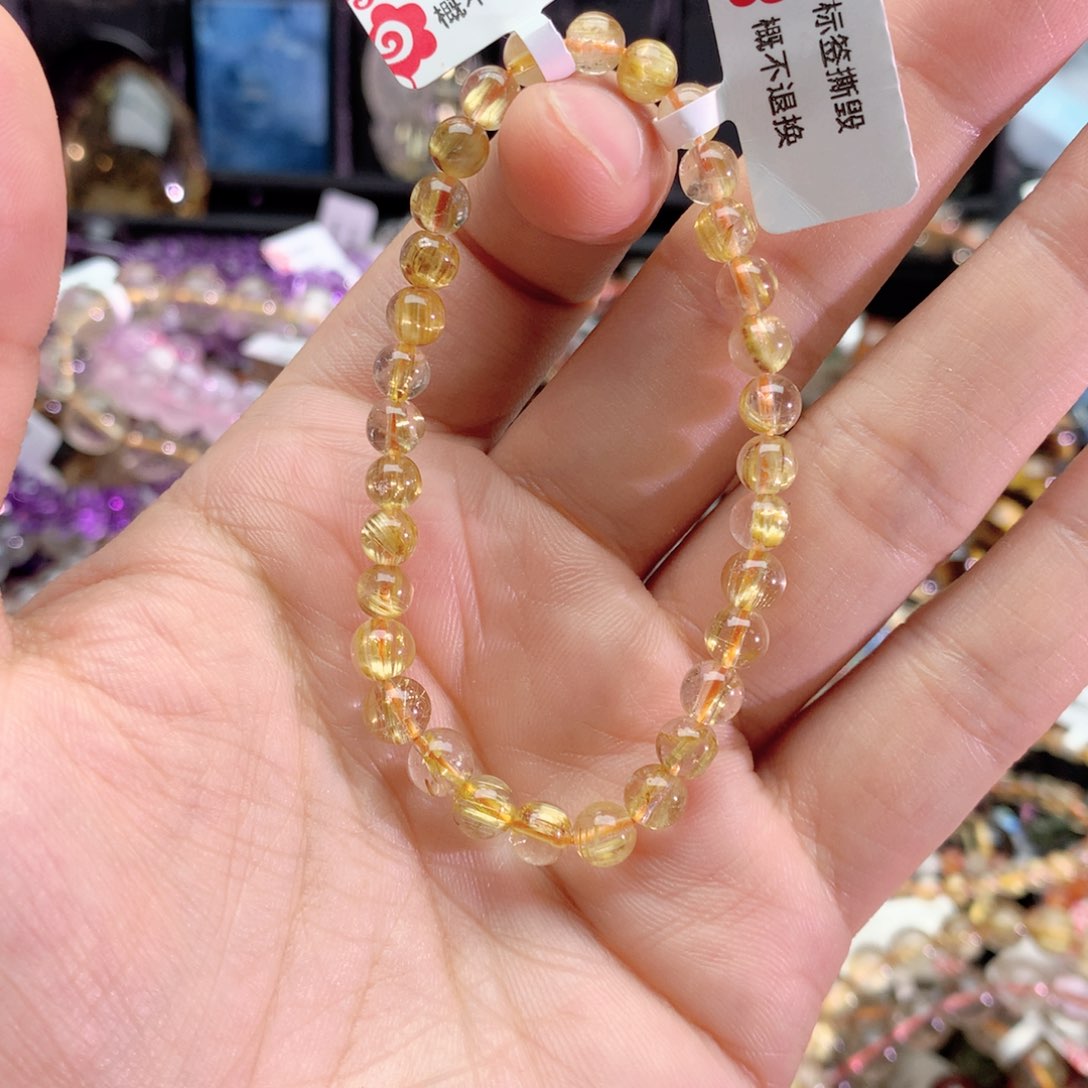 水晶手串未镶嵌程*甜钛晶手链5+