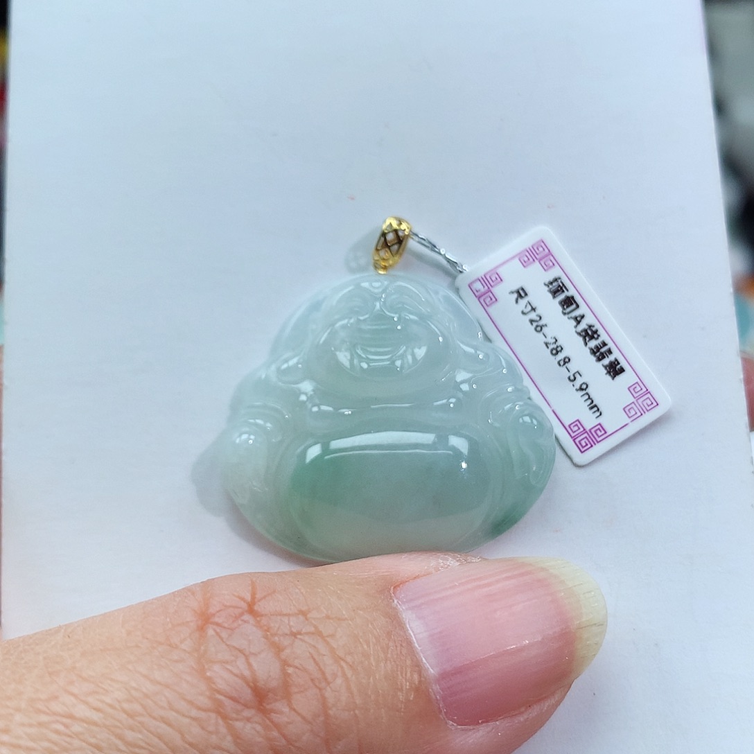 翡翠颈饰18K金镶嵌佛公