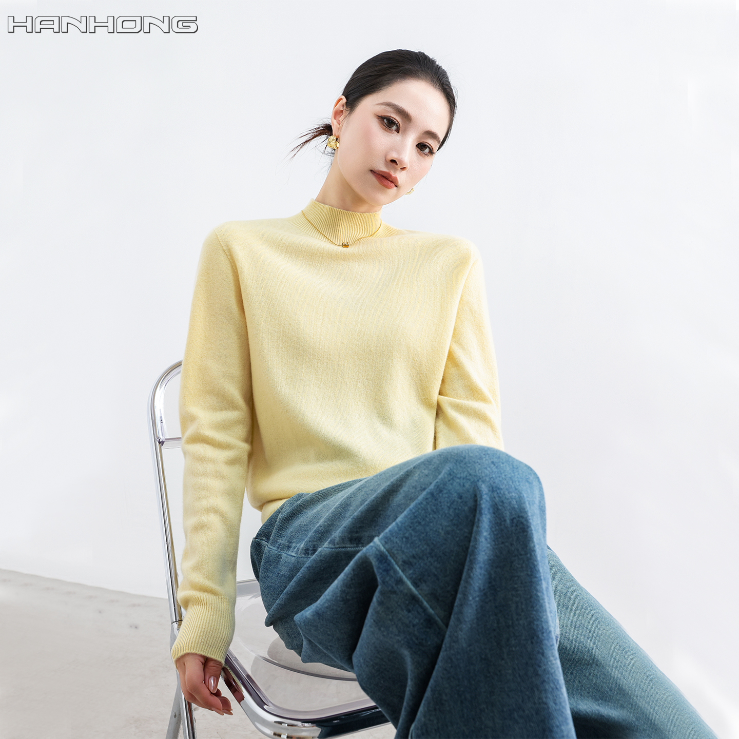 秋冬针织毛衣女装2025新款羊毛上衣打底衫女半高领黑色内搭高级感