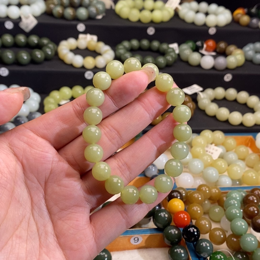和田玉手链 10MM未镶嵌青黄口