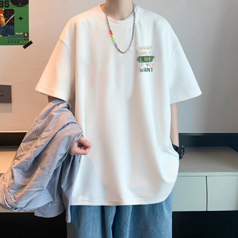 夏季棉短袖t恤男士2025新款美式复古打底衫ins潮流休闲学生半袖