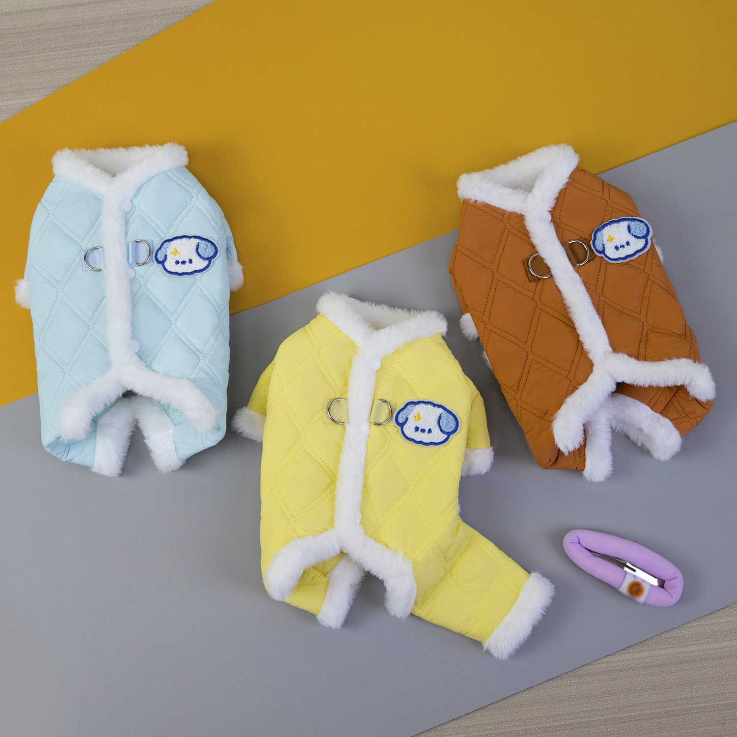 宠物服装小型犬狗衣服猫咪秋冬服装宠物衣服新款25双绗线四腿棉衣