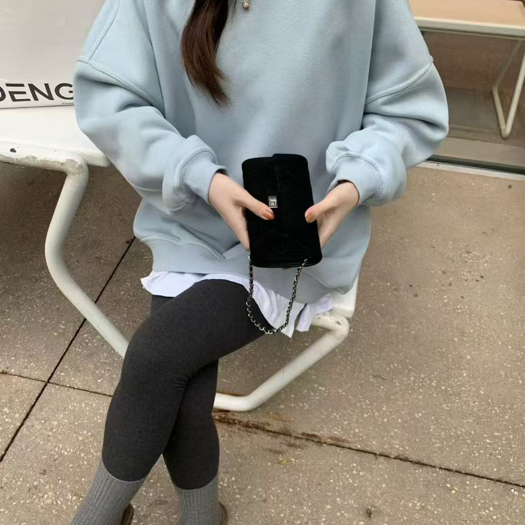 厚款冬季做旧长款加绒加厚款卫衣加绒韩版宽松上衣