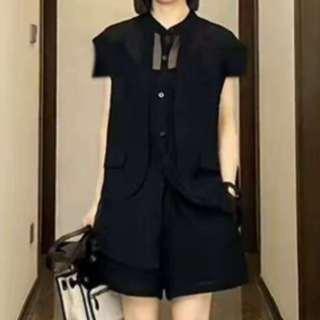 静奢风通勤休闲风时尚套装短裤两件套